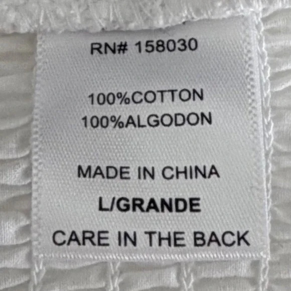 Love Tree White Eyelet Crop Top Smocked Square Neck Long Sleeve Coquette Large - Picture 12 of 13